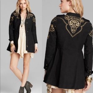 Free People  Embroidered Military Jacket